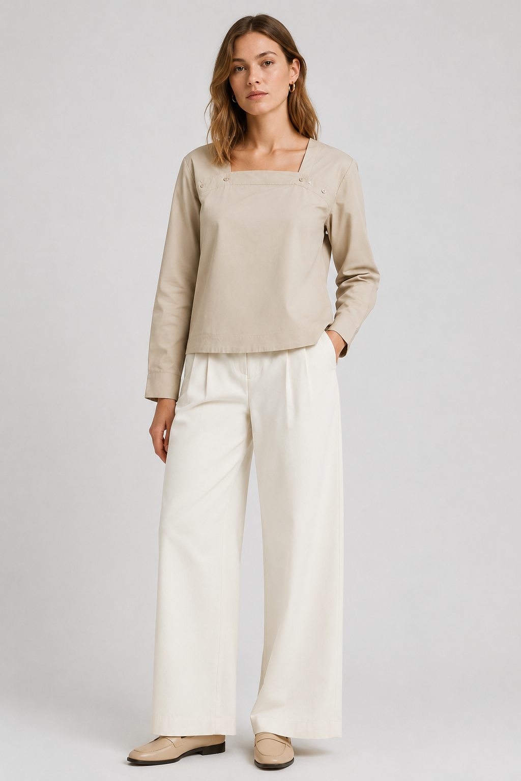 Women Minimal Square Neck Structured Top