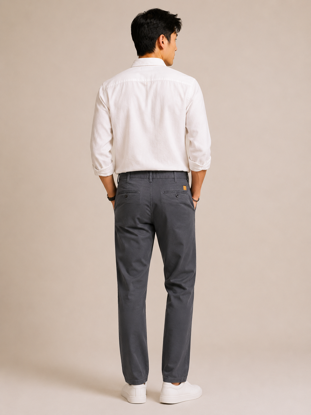 Men Grey Contemporary Chino Trousers