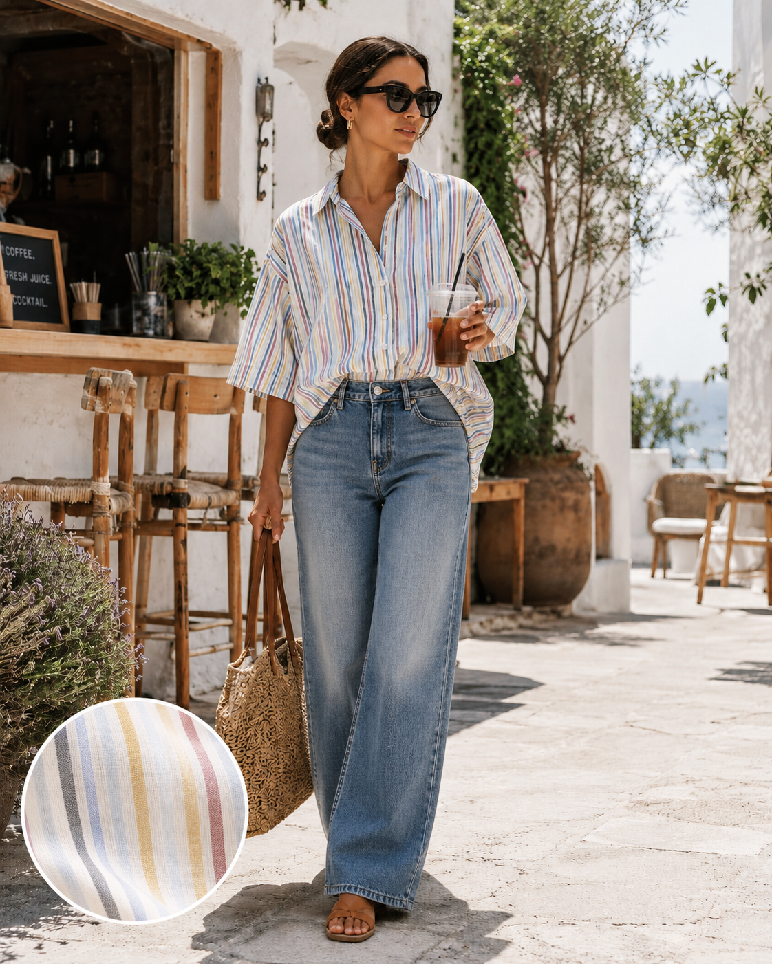 Women Multi Stripe Boxy Fit Shirt