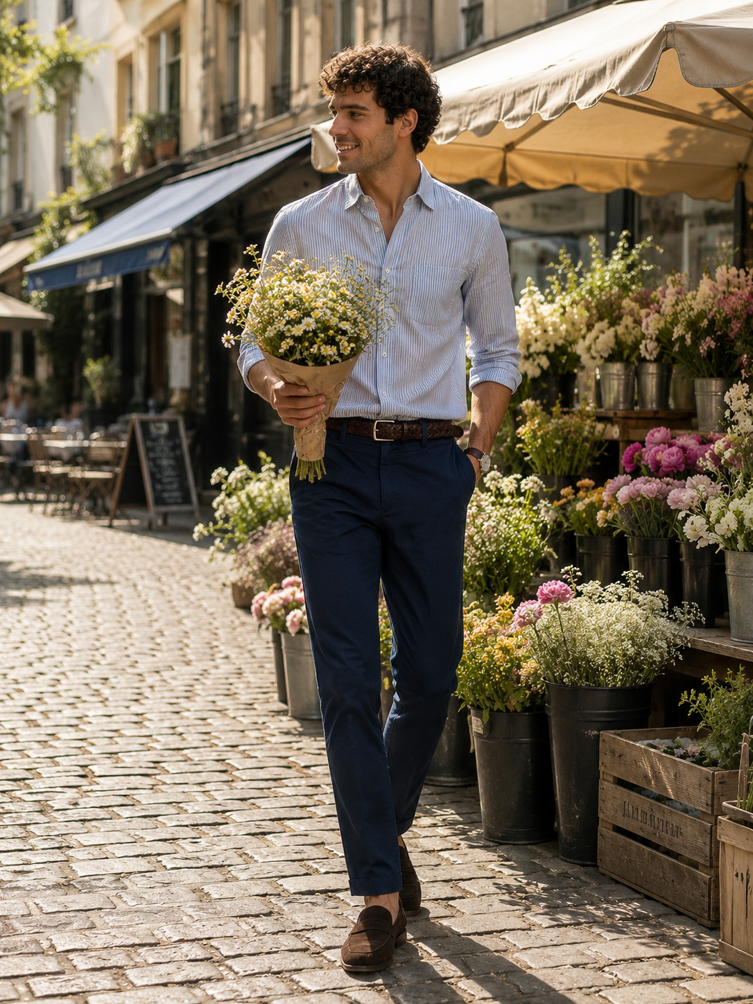 Men Navy Tailored Fit Trousers
