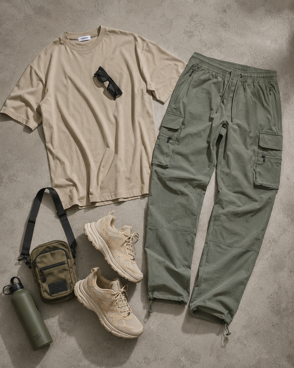 Men Olive Utility Cargo Joggers