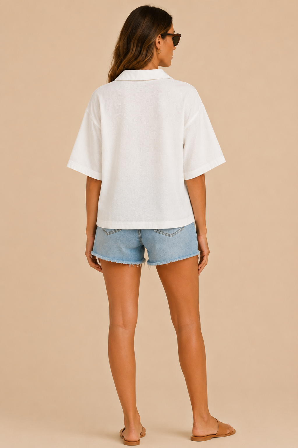 Women White Resort Collar Top