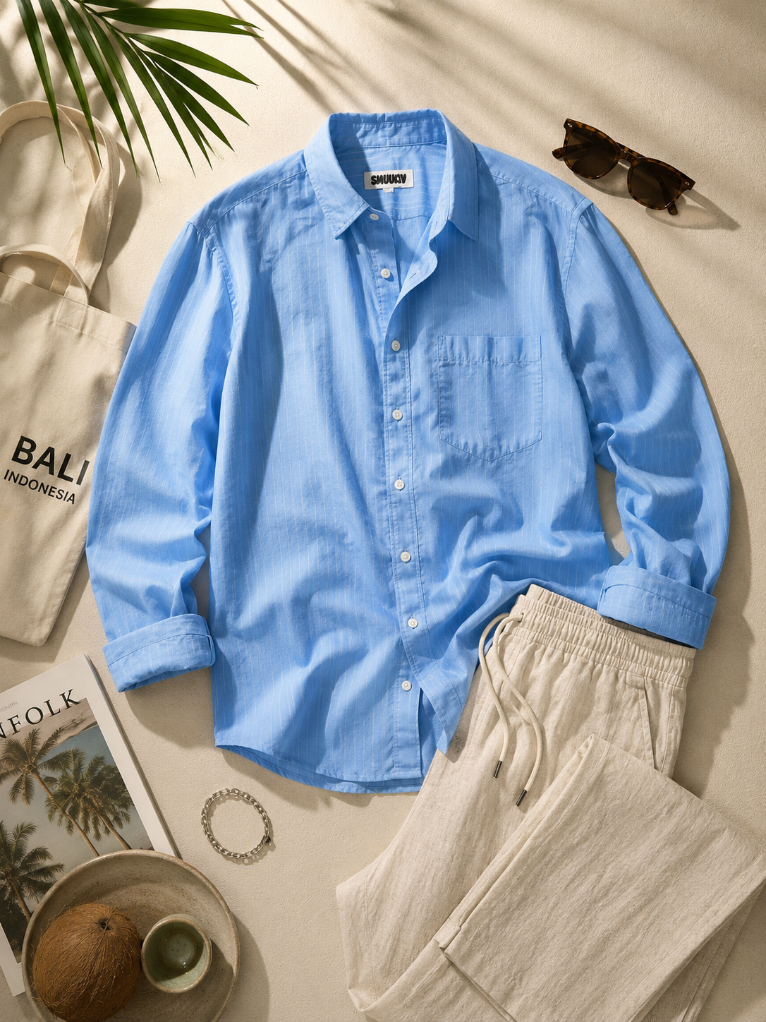 Men Blue Self-Stripe Shirt