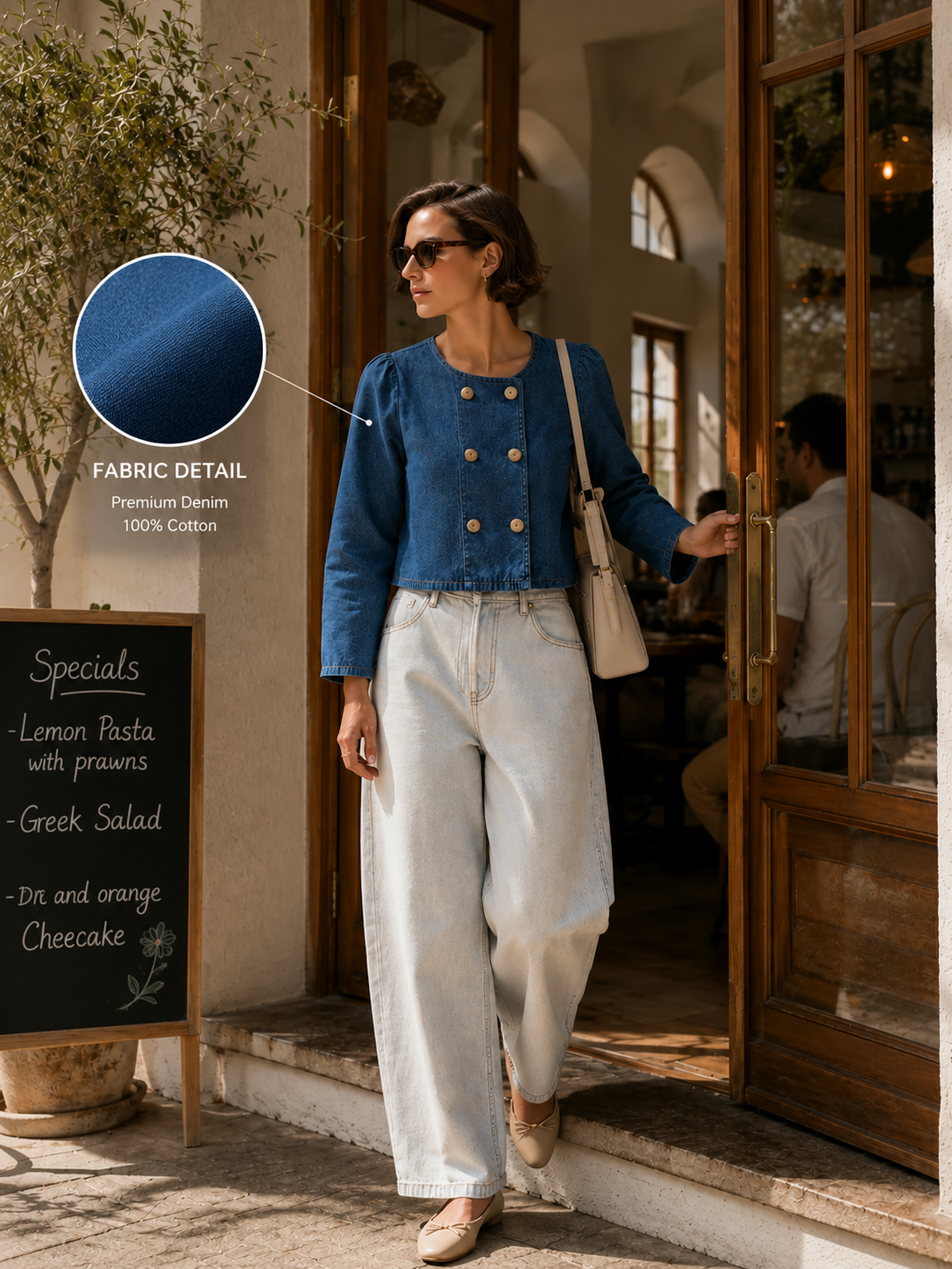 Women Indigo Denim Puff Sleeve Jacket