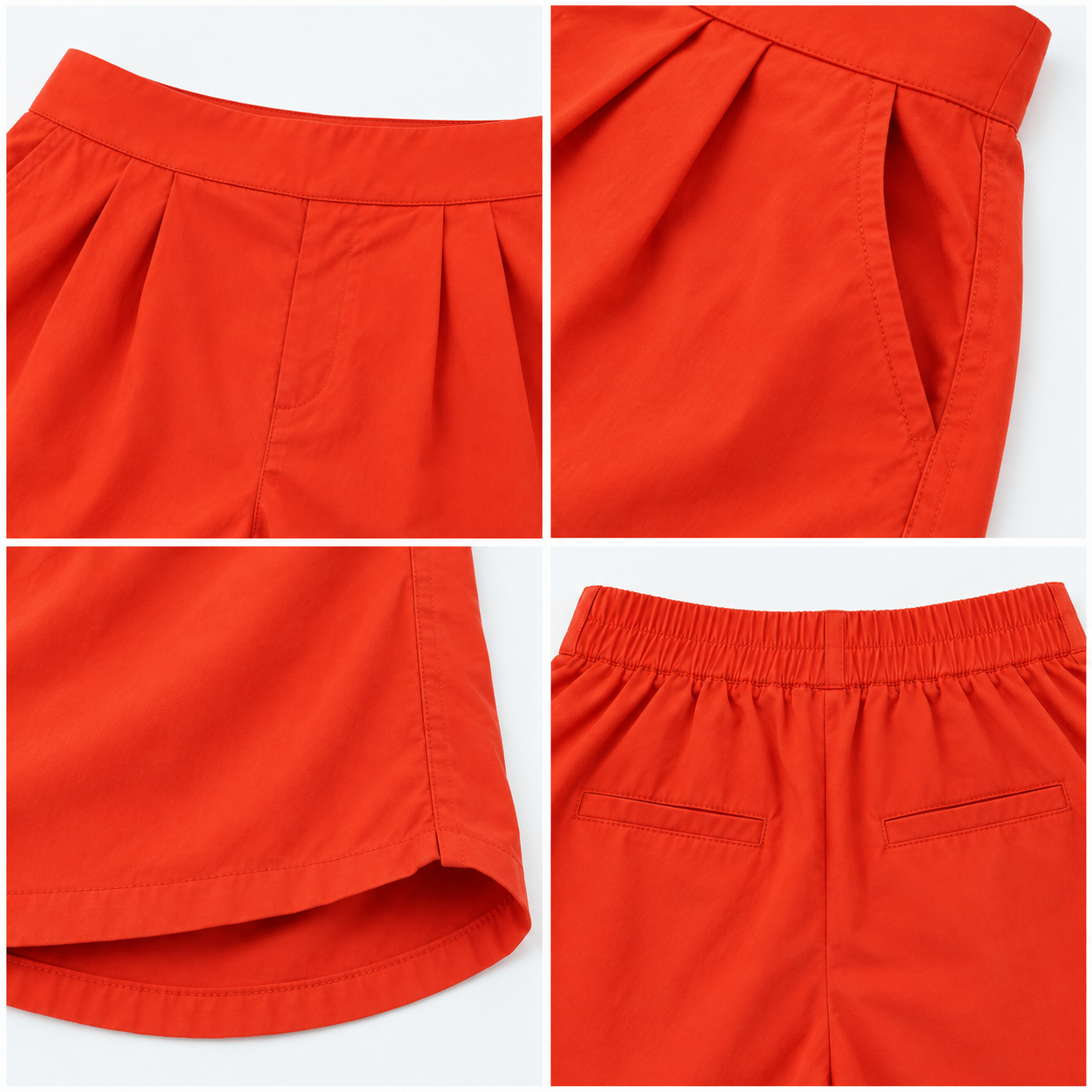 Women Orange Cotton High Waist Shorts