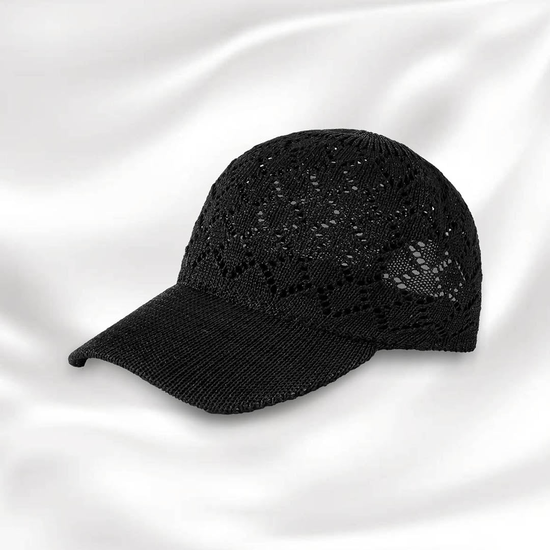 Black Knitted Crochet Baseball Cap