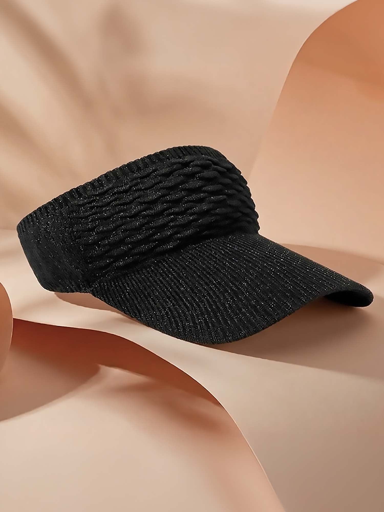Black Ribbed Sun Visor Cap