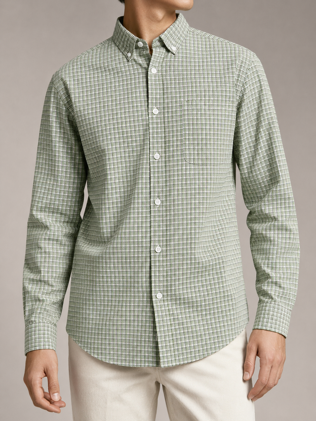 Men Green Micro Check Shirt