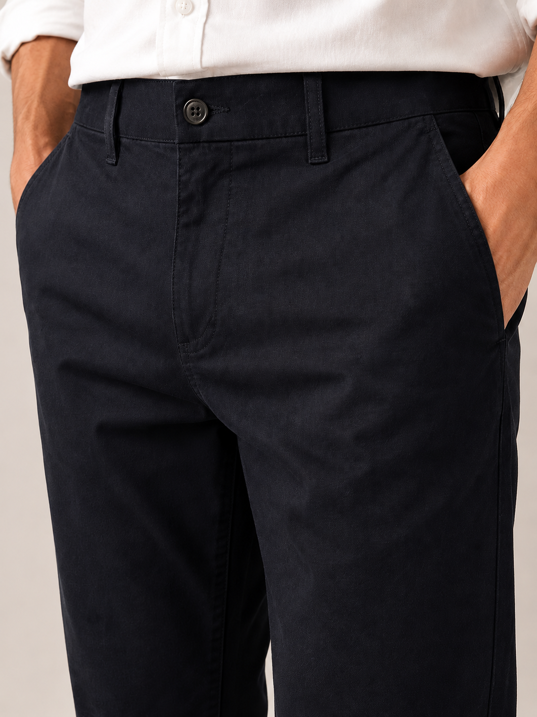 Men Black Contemporary Chino Trousers