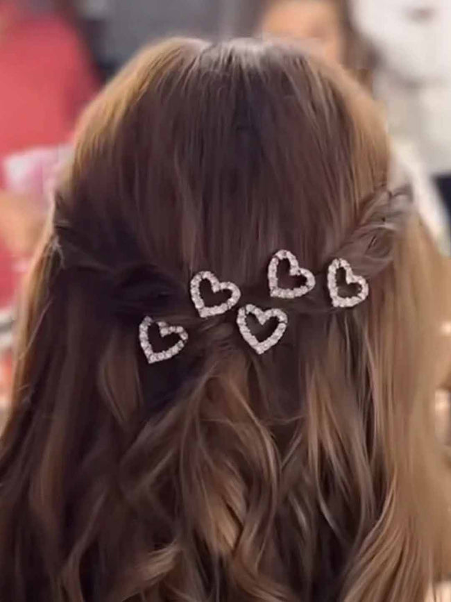 Women Silver Crystal Heart U Pin