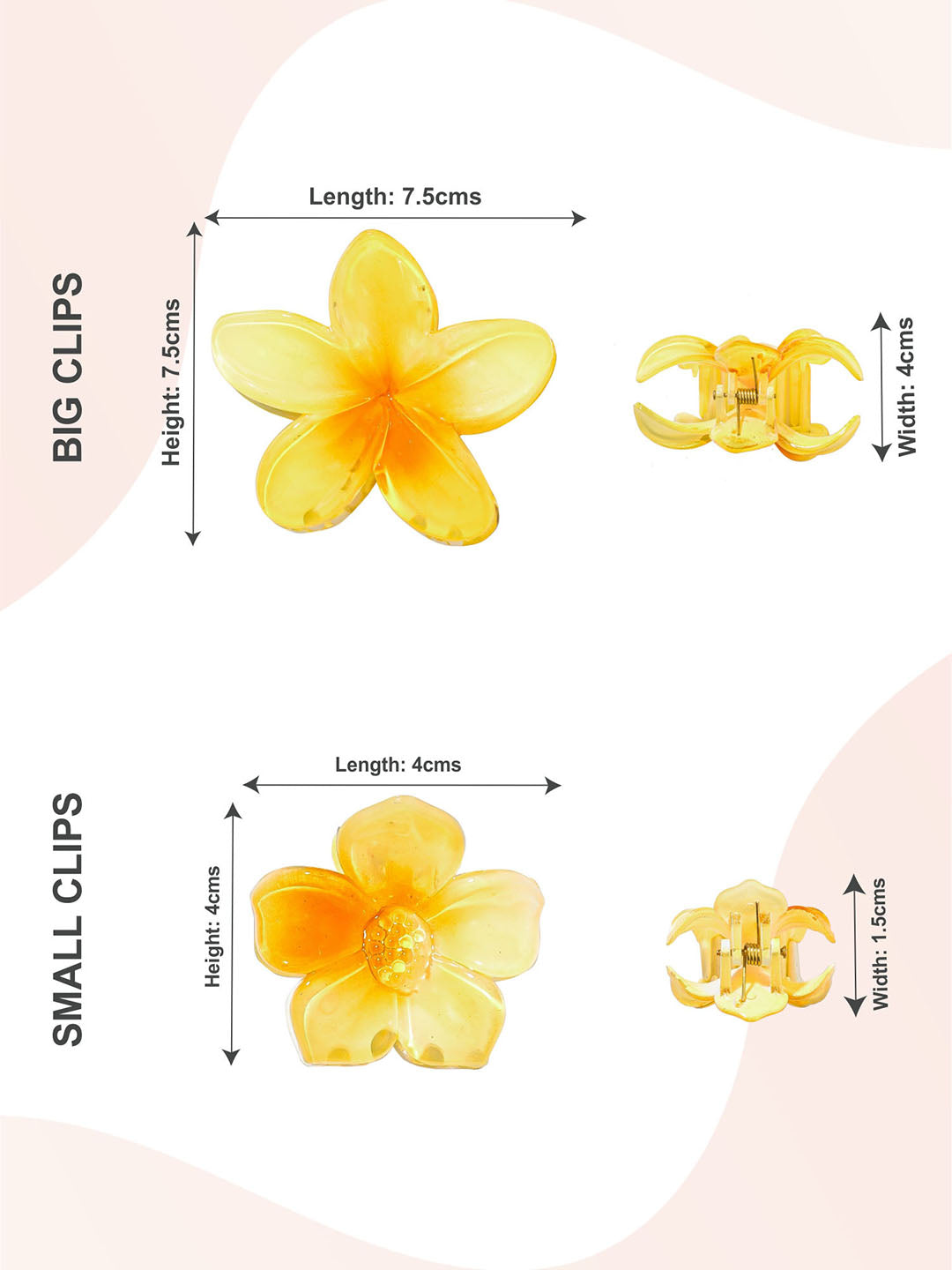 Gold Hair Claw Clips With Free Pouch Set Of 3