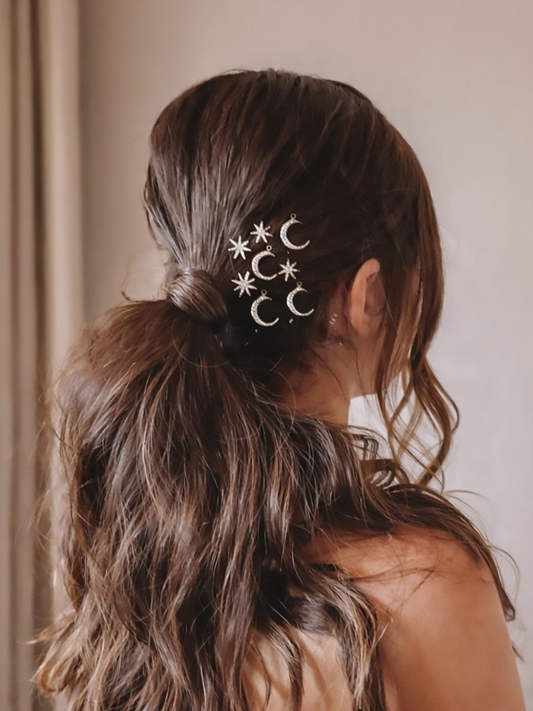 Celestia Silver Star & Moon Hair Pins - Set of 8