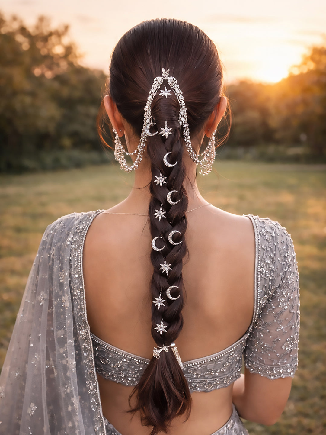 Celestia Silver Star & Moon Hair Pins - Set of 8