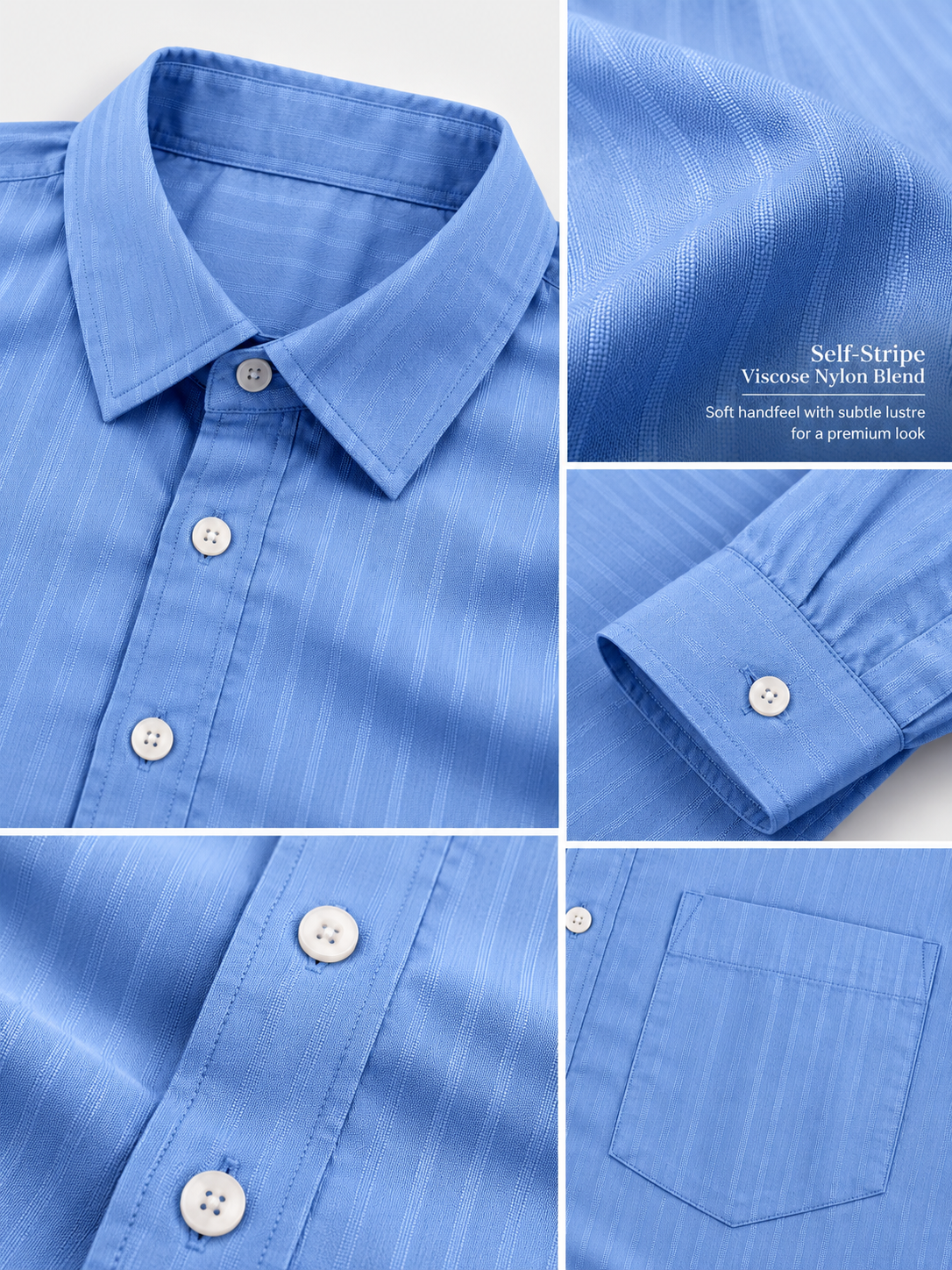 Men Blue Self-Stripe Shirt
