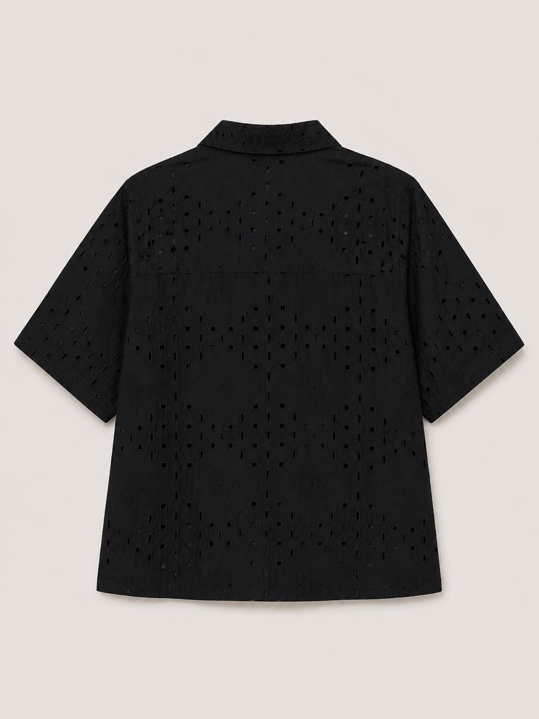 Women Black Diamond Shiffli Boxy Shirt