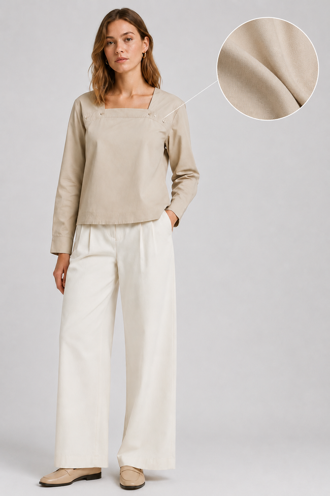 Women Minimal Square Neck Structured Top