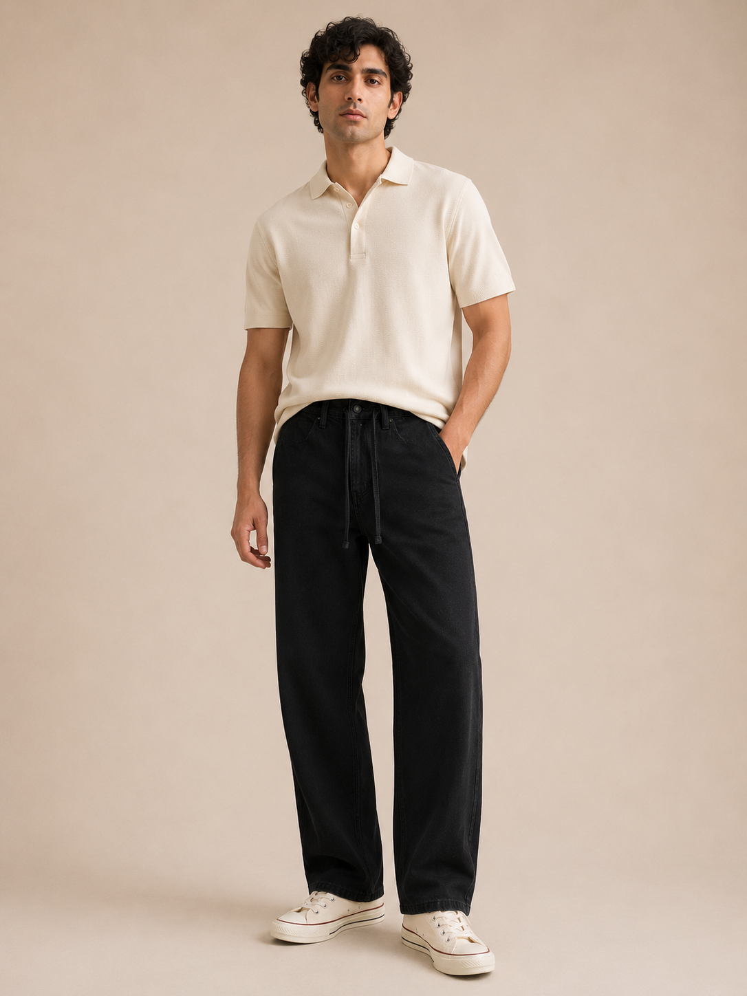Men Black Wide Leg Baggy Jeans