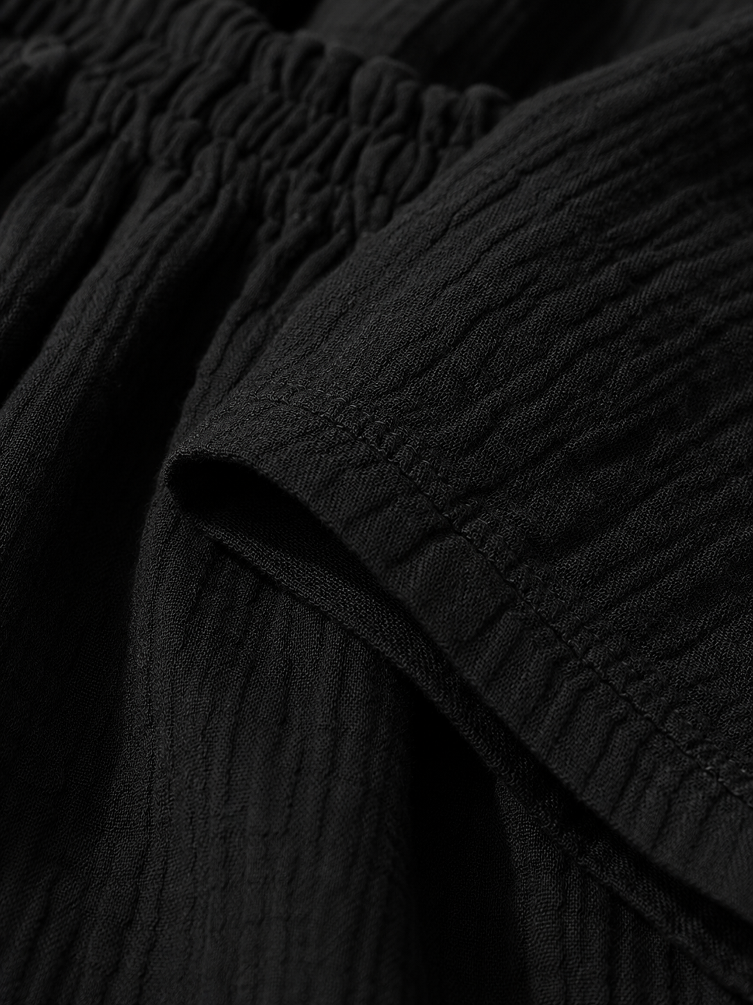 Women Black Gathered Neck Top