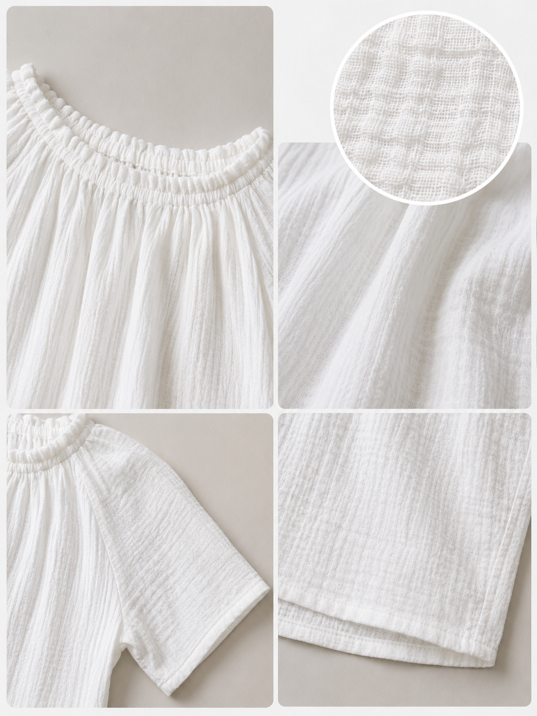 Women White Gathered Neck Top