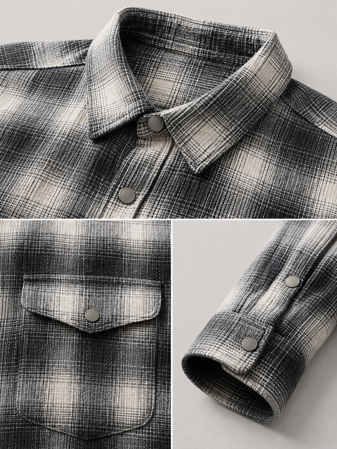Men Grey Soft Check Shirt