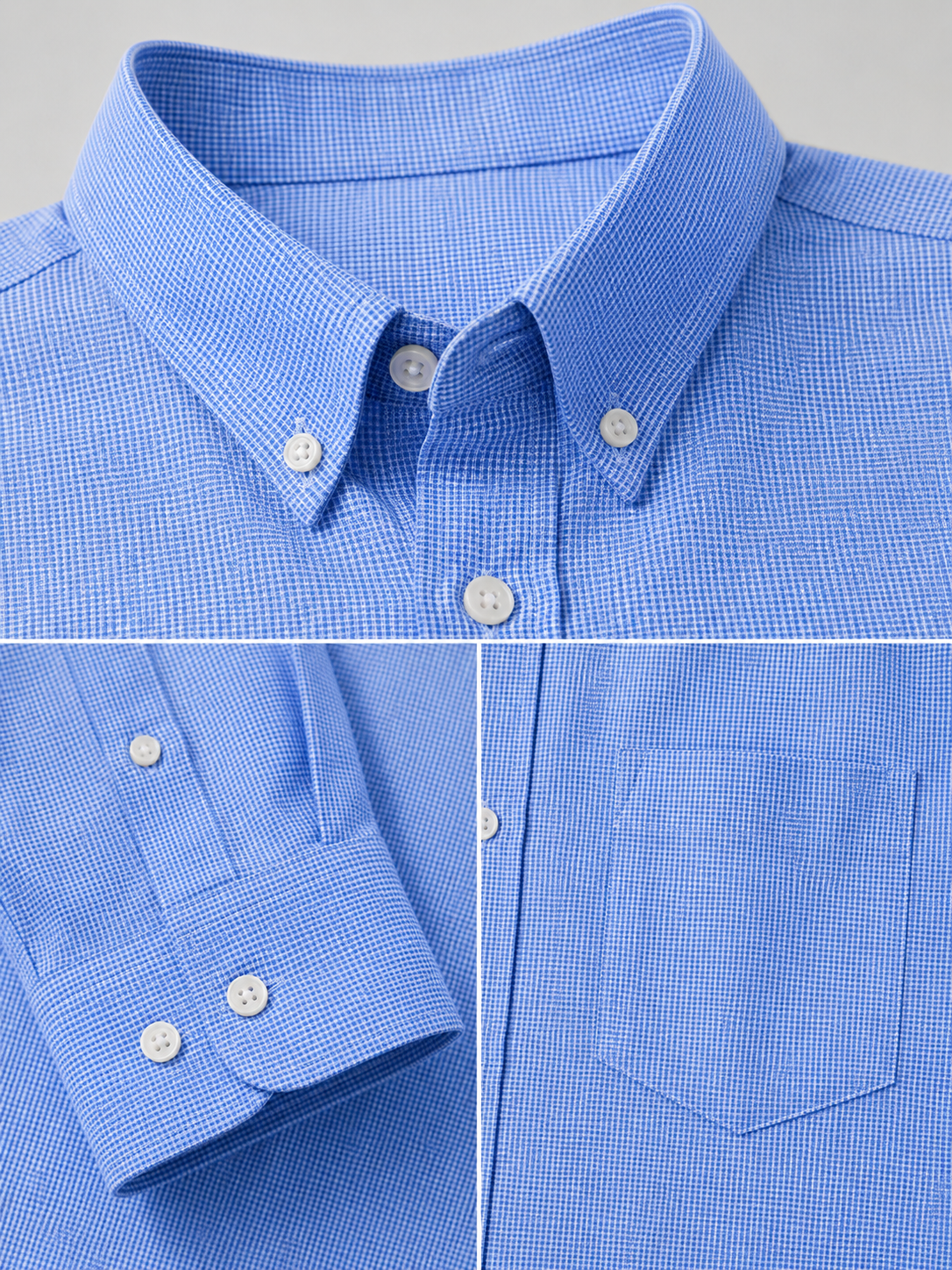 Men Blue Micro Check Oxford Shirt