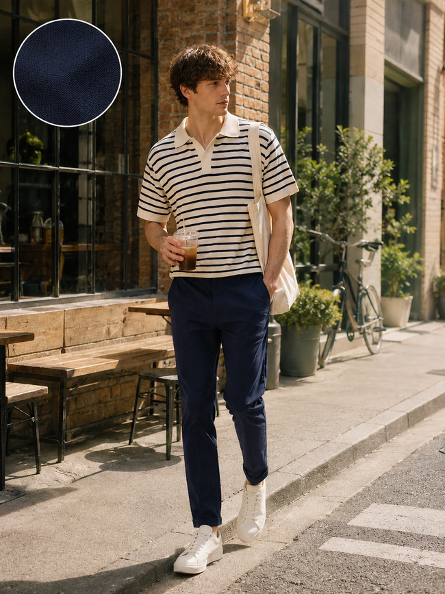 Men Navy Essential Chino Pants