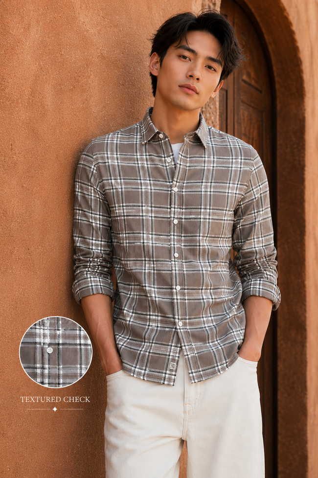 Men Marocco Textured Check Shirt