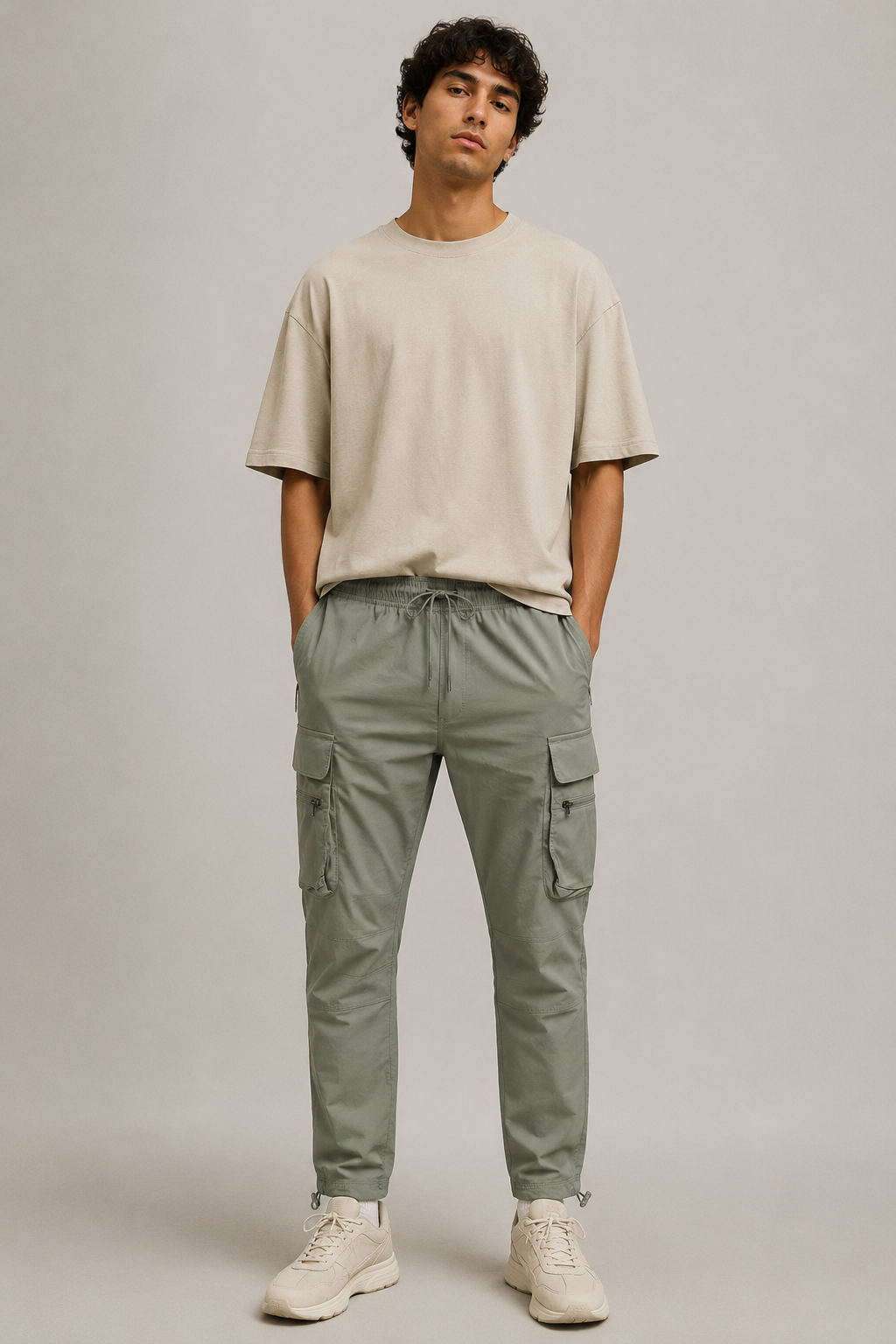 Men Olive Utility Cargo Joggers