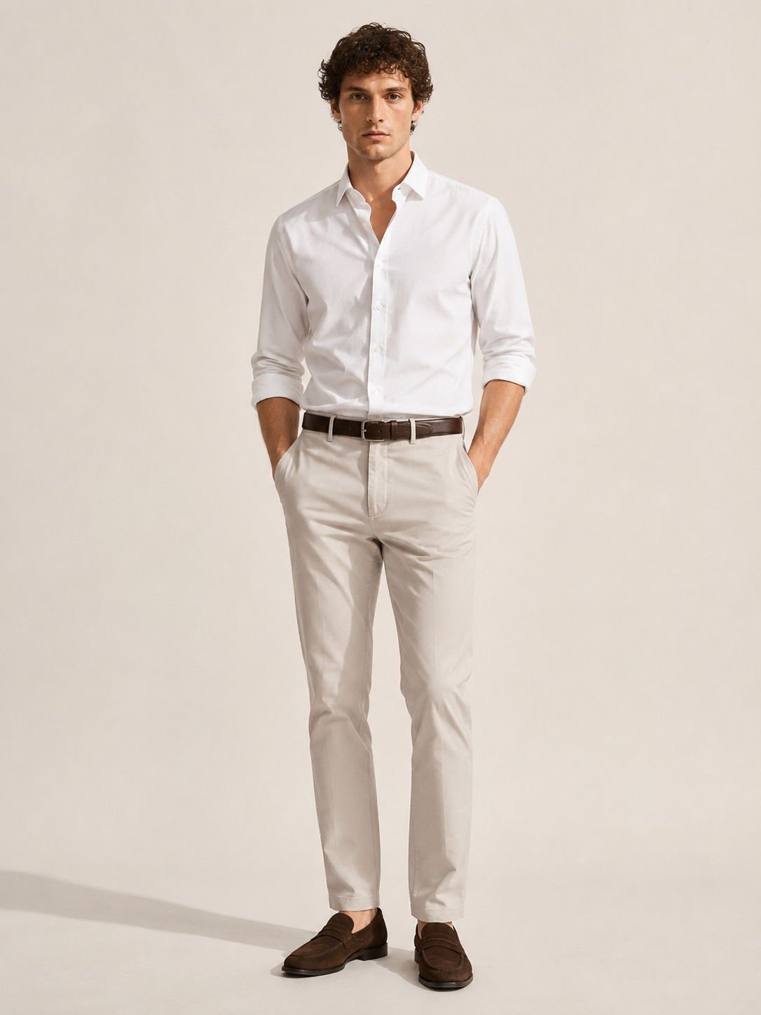 Men Cream Essential Chino Pants