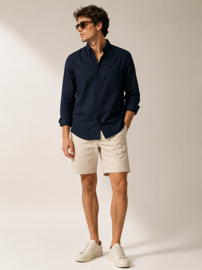 Men Black Oxford Button Down Shirt