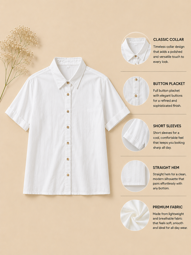 Women White Cotton Boxy Fit Shirt