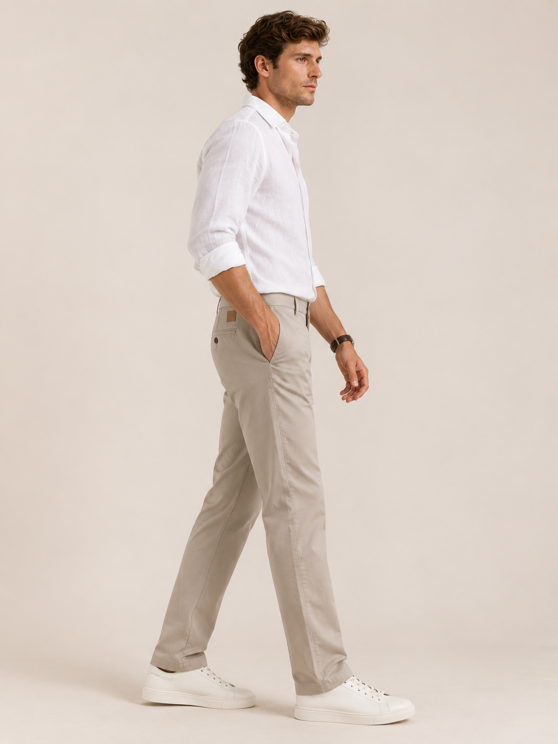 Men Beige Contemporary Chino Trousers