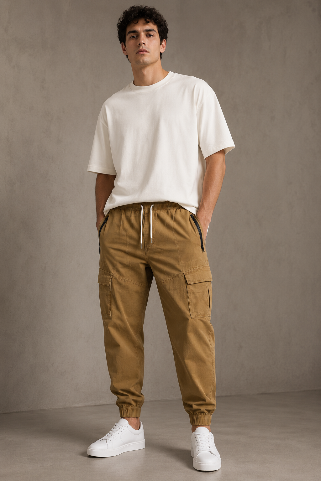Men Brown Utility Cargo Joggers