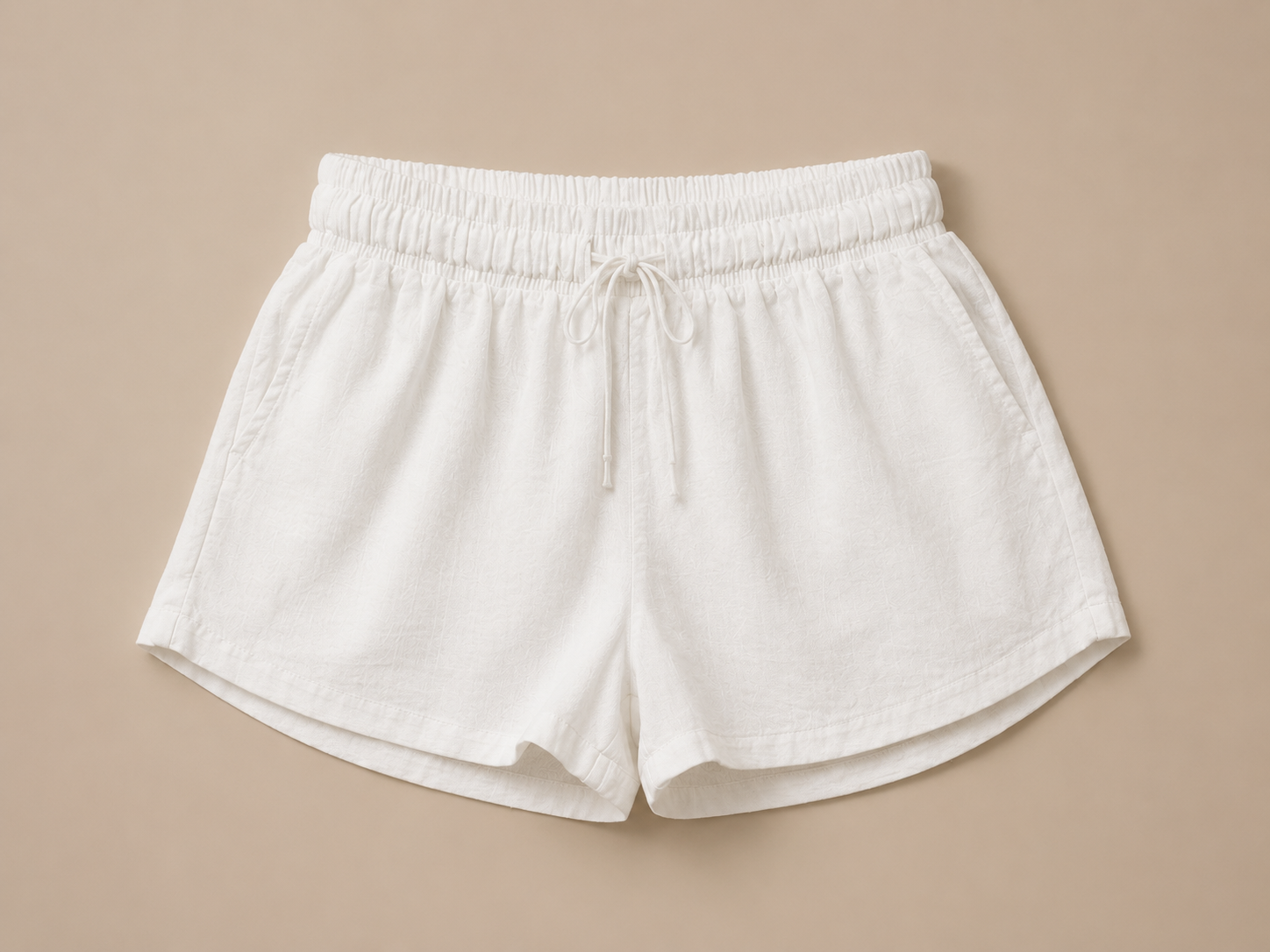 Women White Minimal Summer Shorts