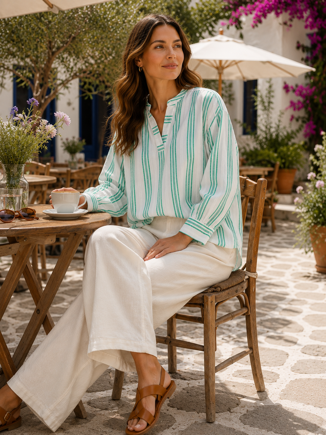 Women Green Horizontal Stripe top