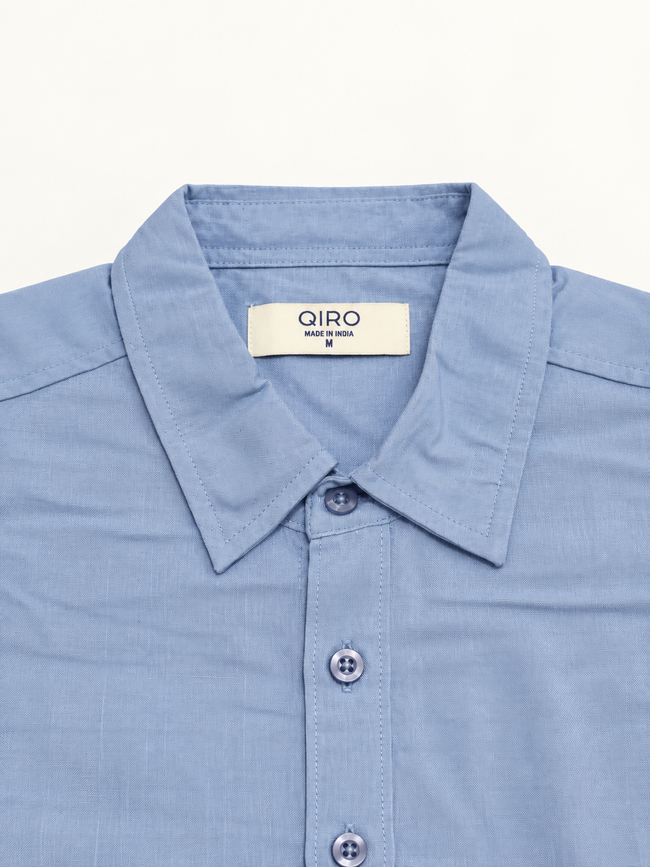 Men Blue Linen Shirt