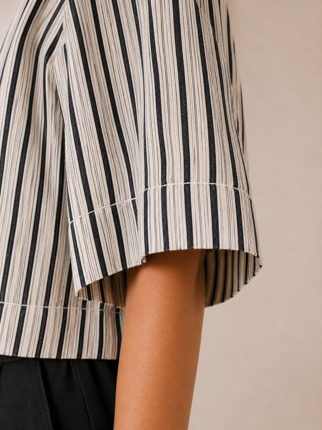 Women Monochrome Stripe Oversized Shirt