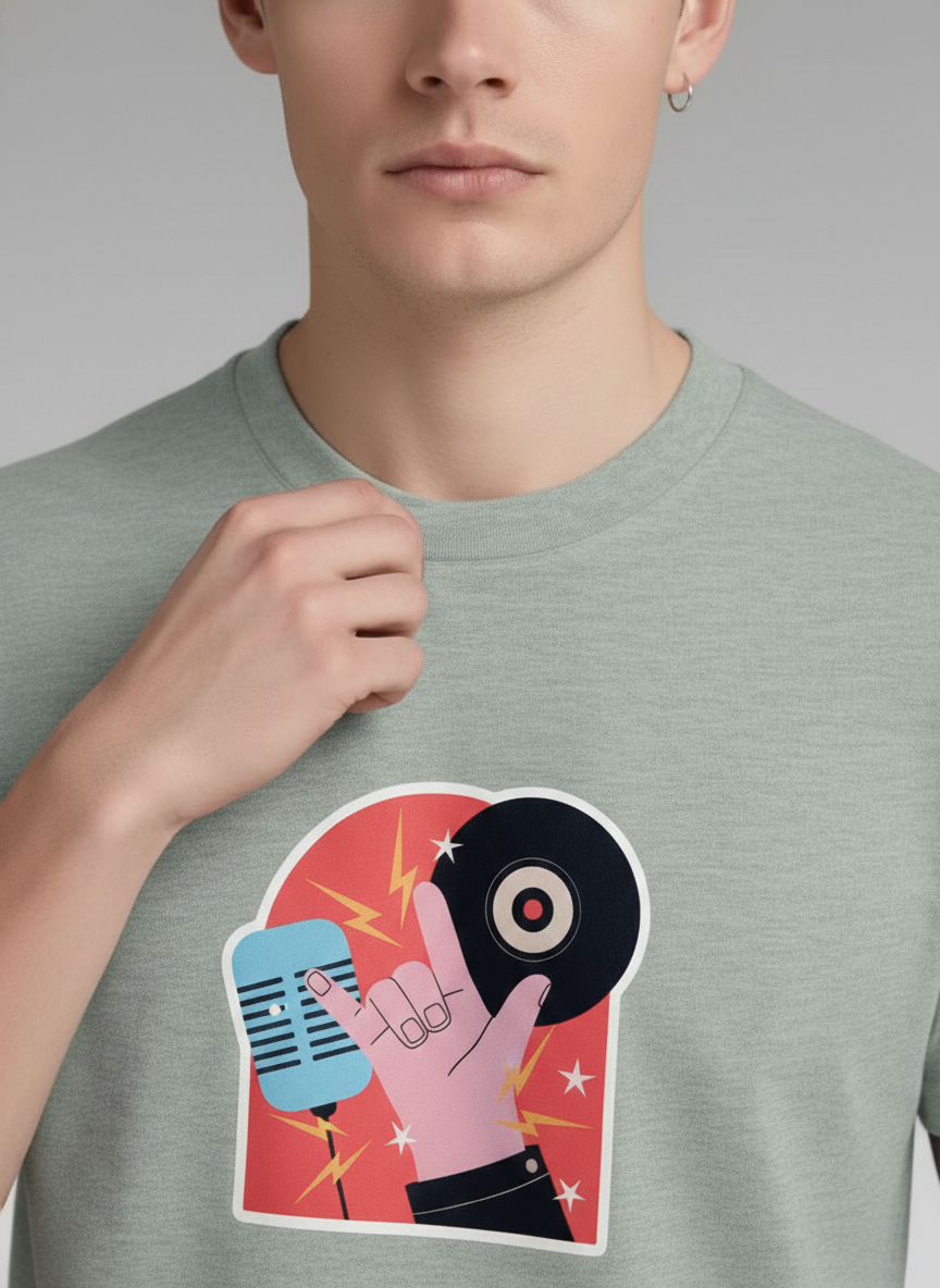 Men Regular Pure Cotton Printed T-Shirt