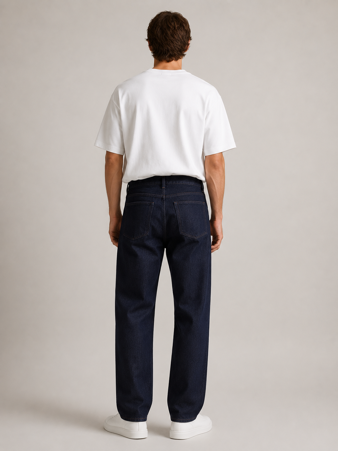 Men Dark Indigo Wide Leg Baggy Jeans