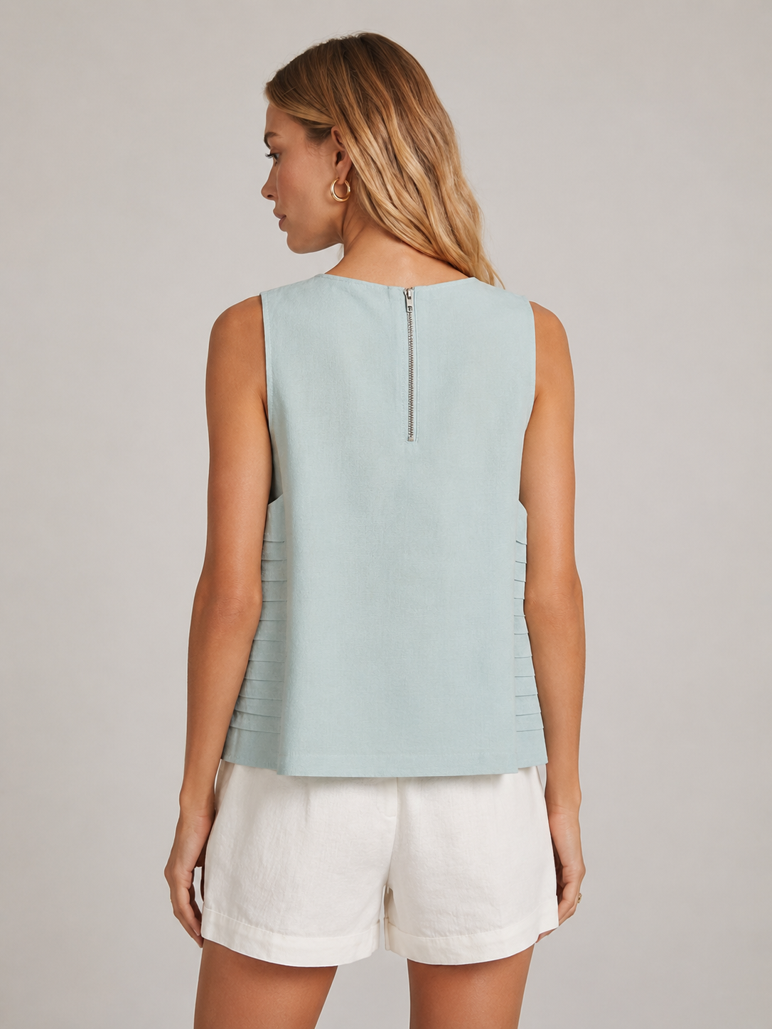 Women Blue Smart Sleeveless Top