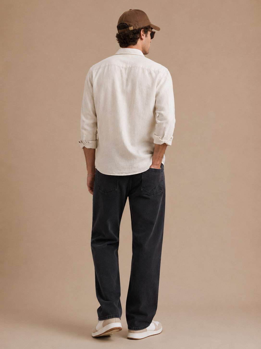 Men Vintage Black Straight Fit Jeans