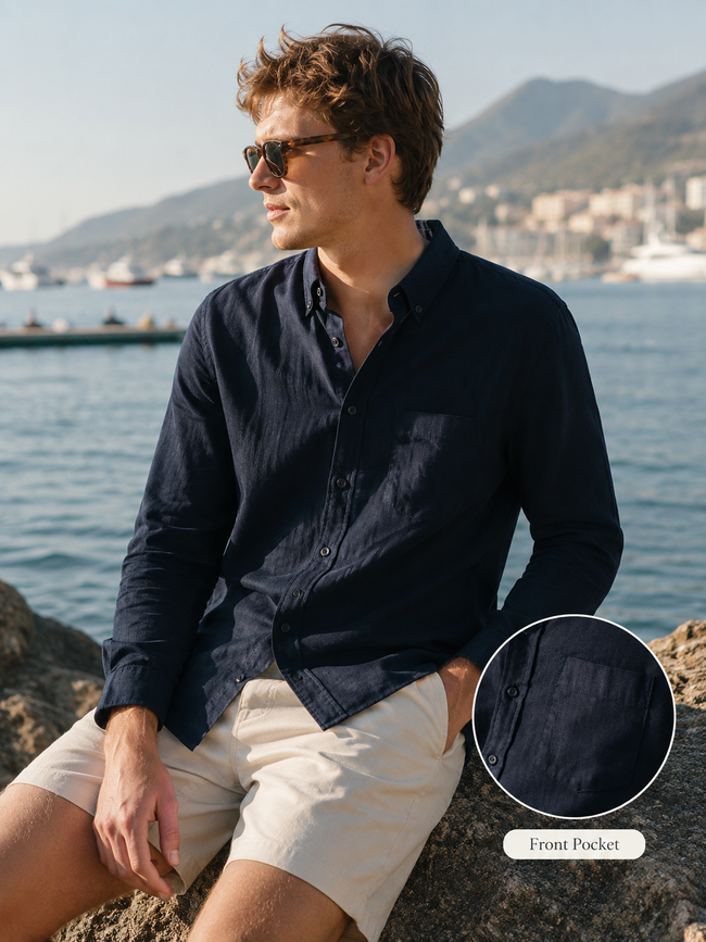 Men Black Oxford Button Down Shirt