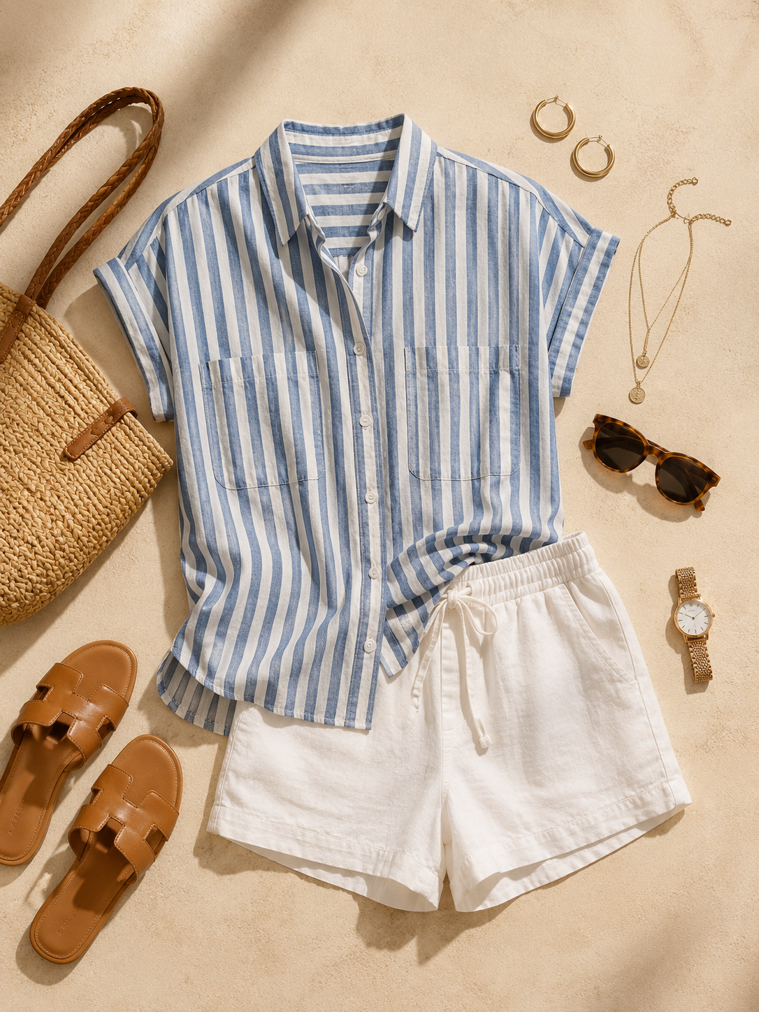 Women Blue & White Stripe Casual Shirt