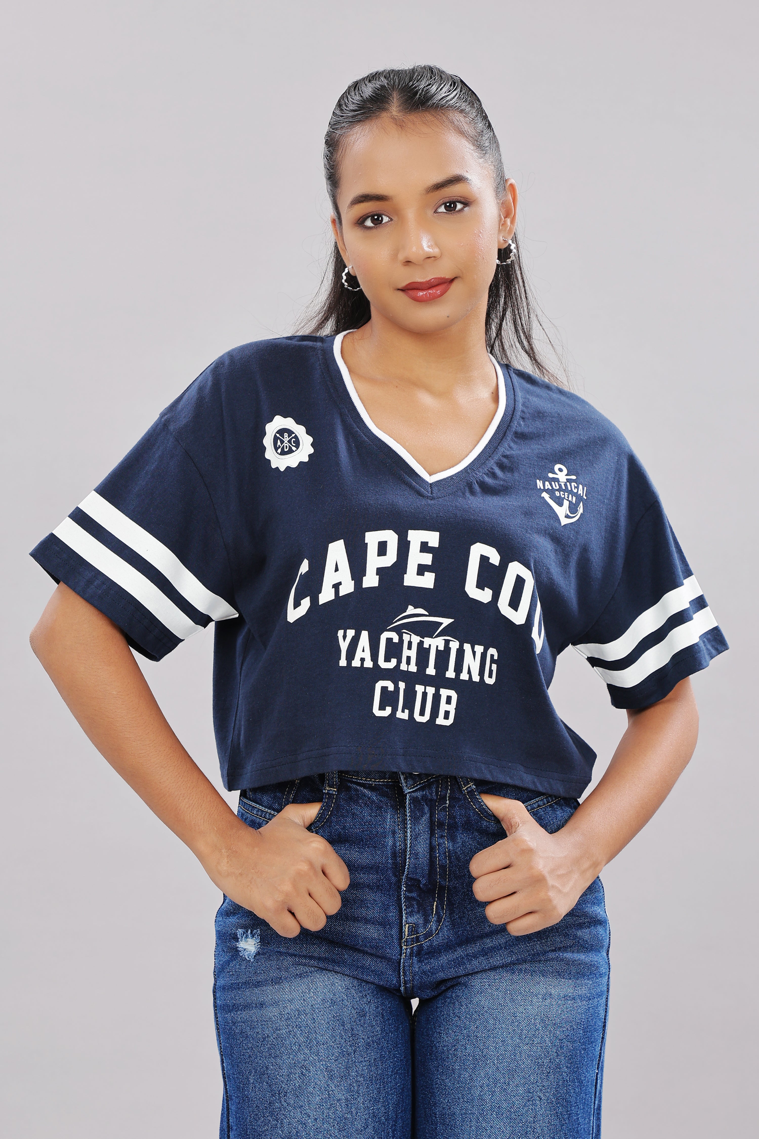 Women Blue Cotton Regular Top