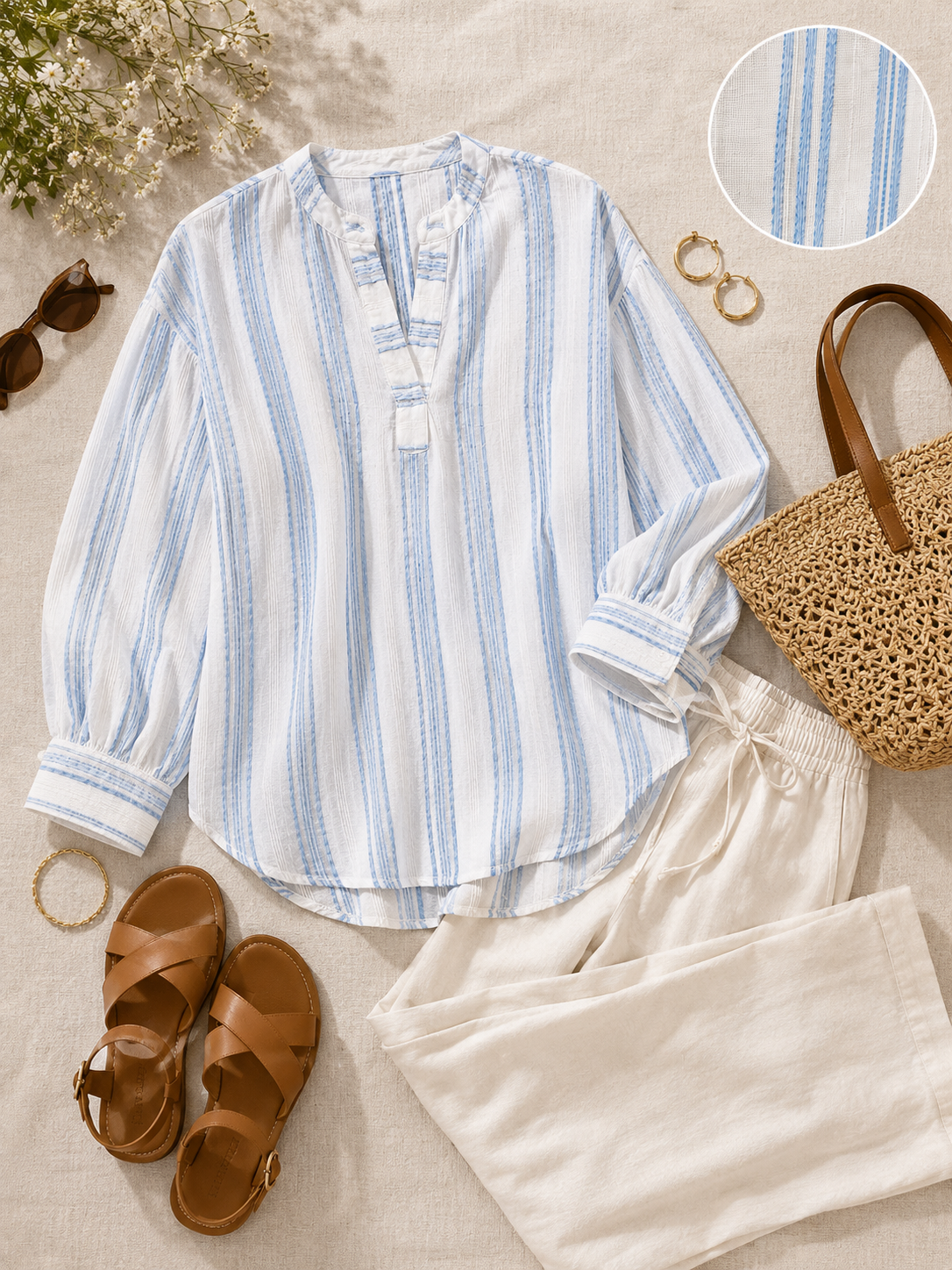 Women Blue Horizontal stripe top