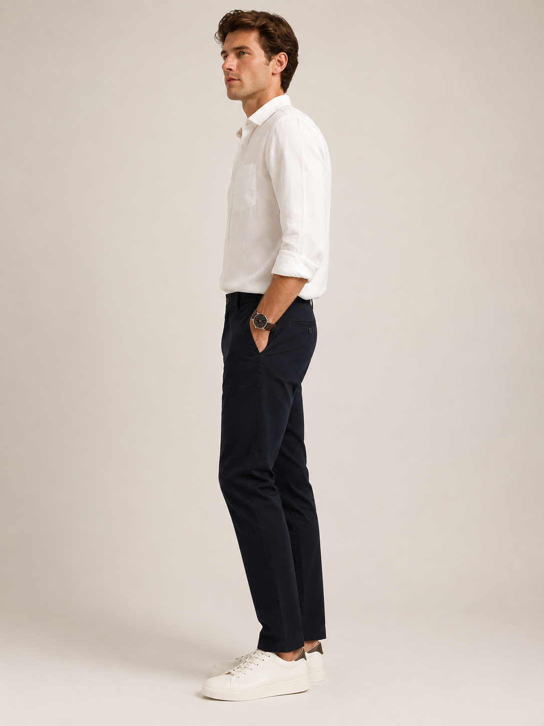 Men Black Contemporary Chino Trousers