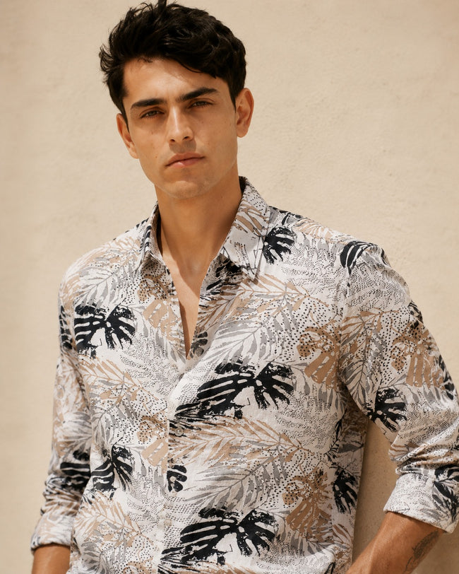 Men Multi Tropical Print Shirt