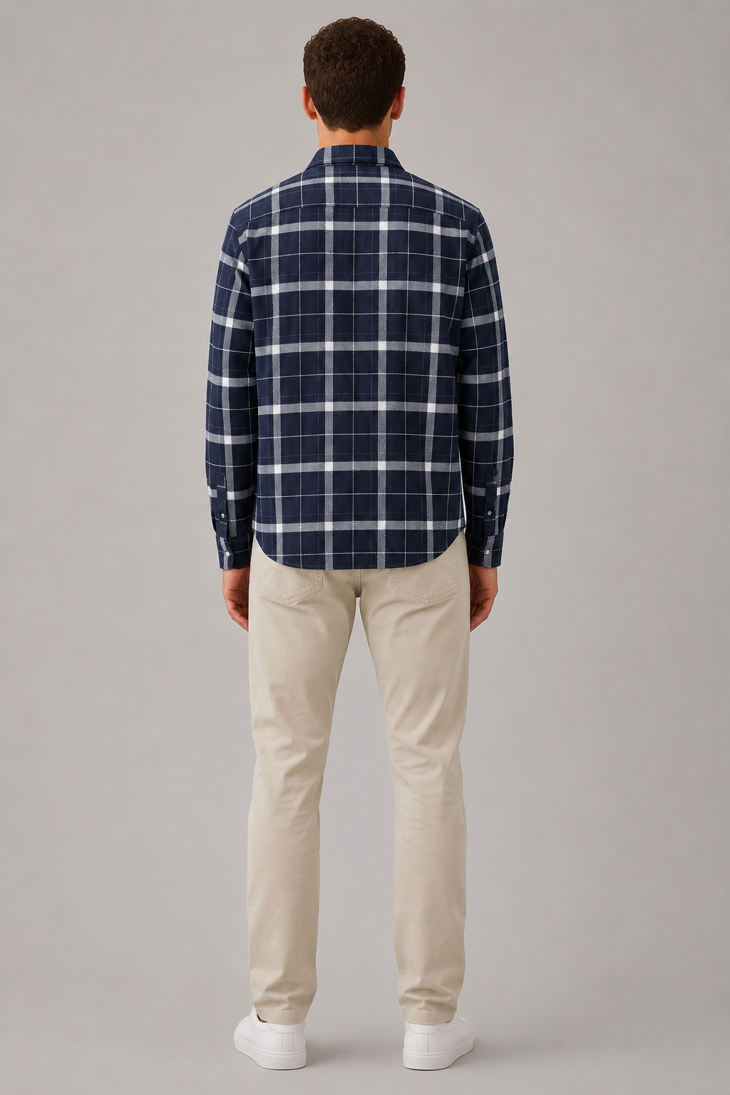 Men Navy Modern Check Shirt