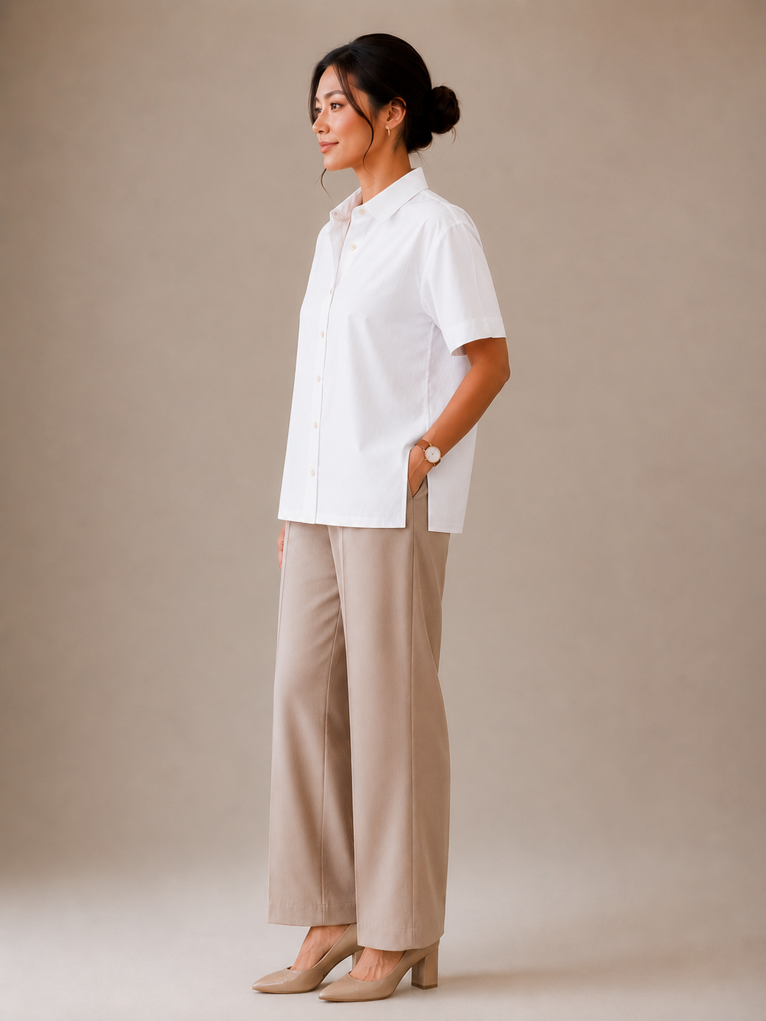 Women White Cotton Boxy Fit Shirt