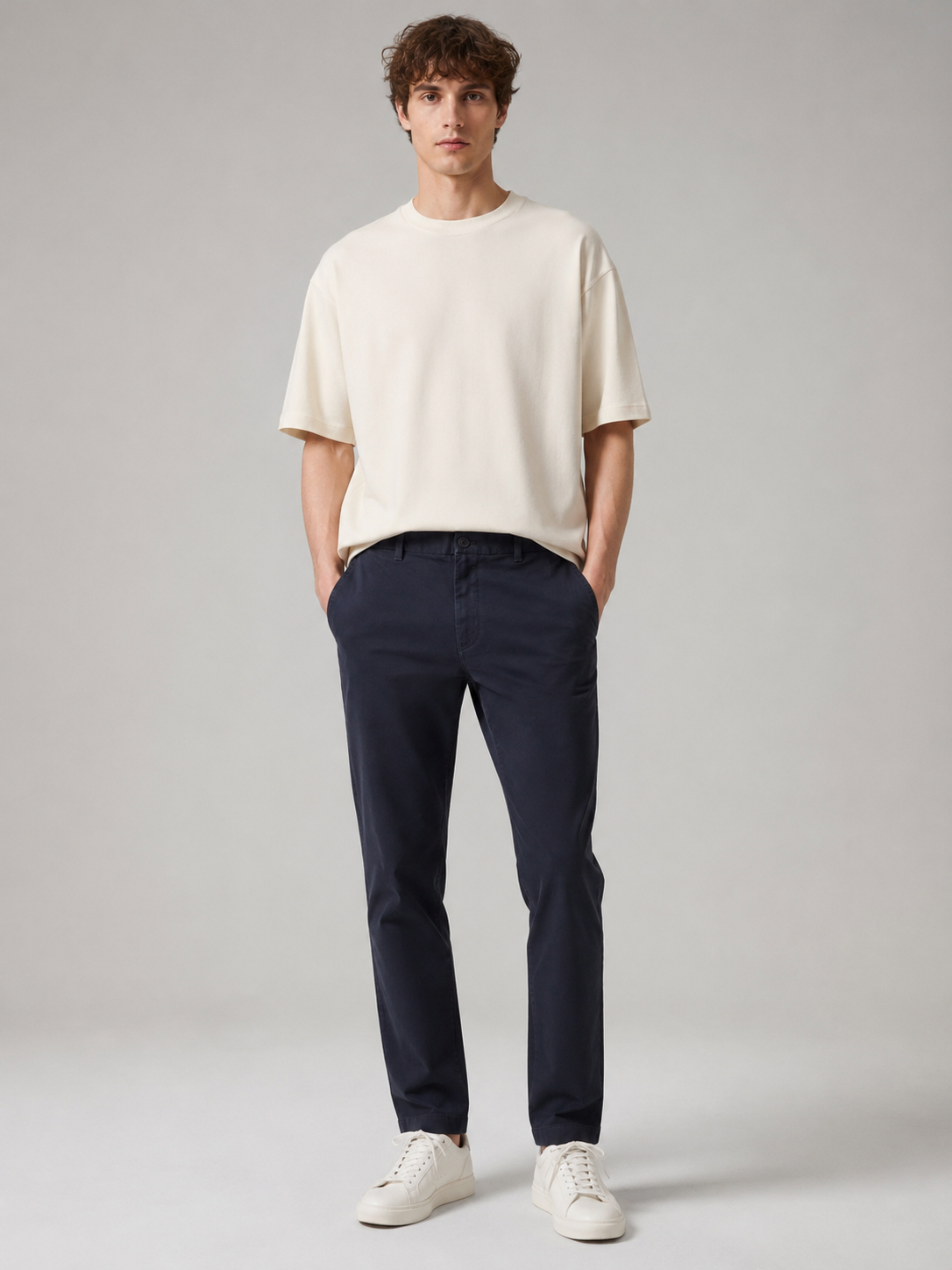 Men Navy Essential Chino Pants